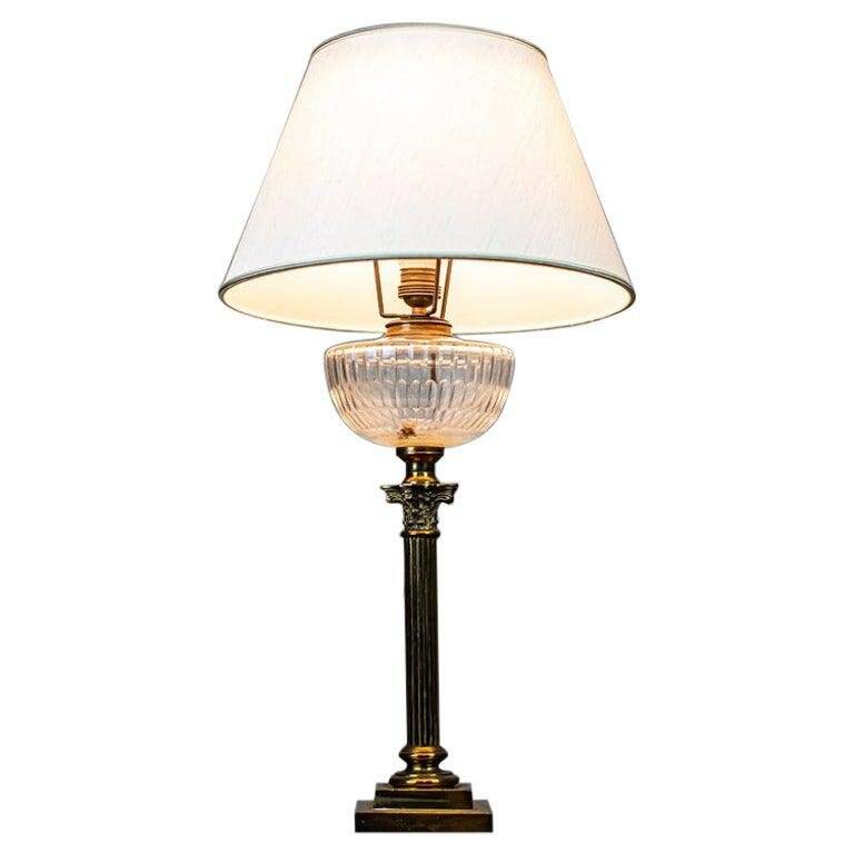 Vintage Prewar Table Lamp with Light Shade, 1930s