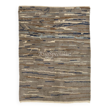 Tapis "Tulu" contemporain en gris, bleu et marron