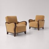 Paire de fauteuils club Art Déco, années 1940