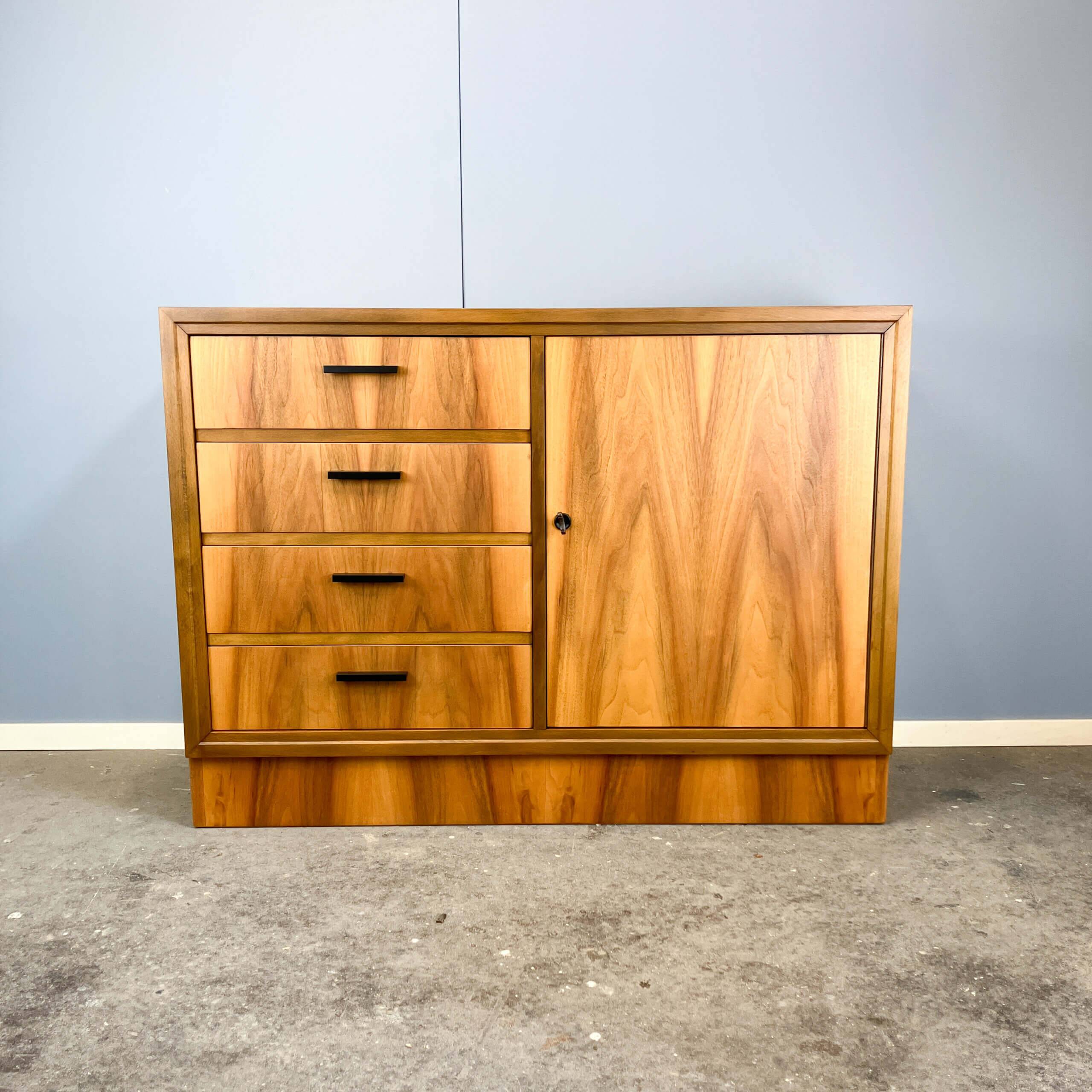 Vintage drawer cabinet, chest of drawers, walnut, 60s