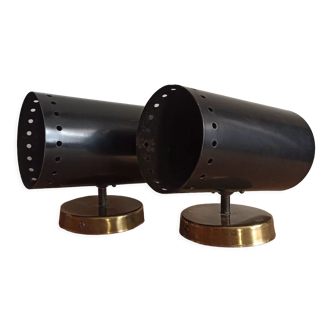 Pair of wall lamps pipe 1950
