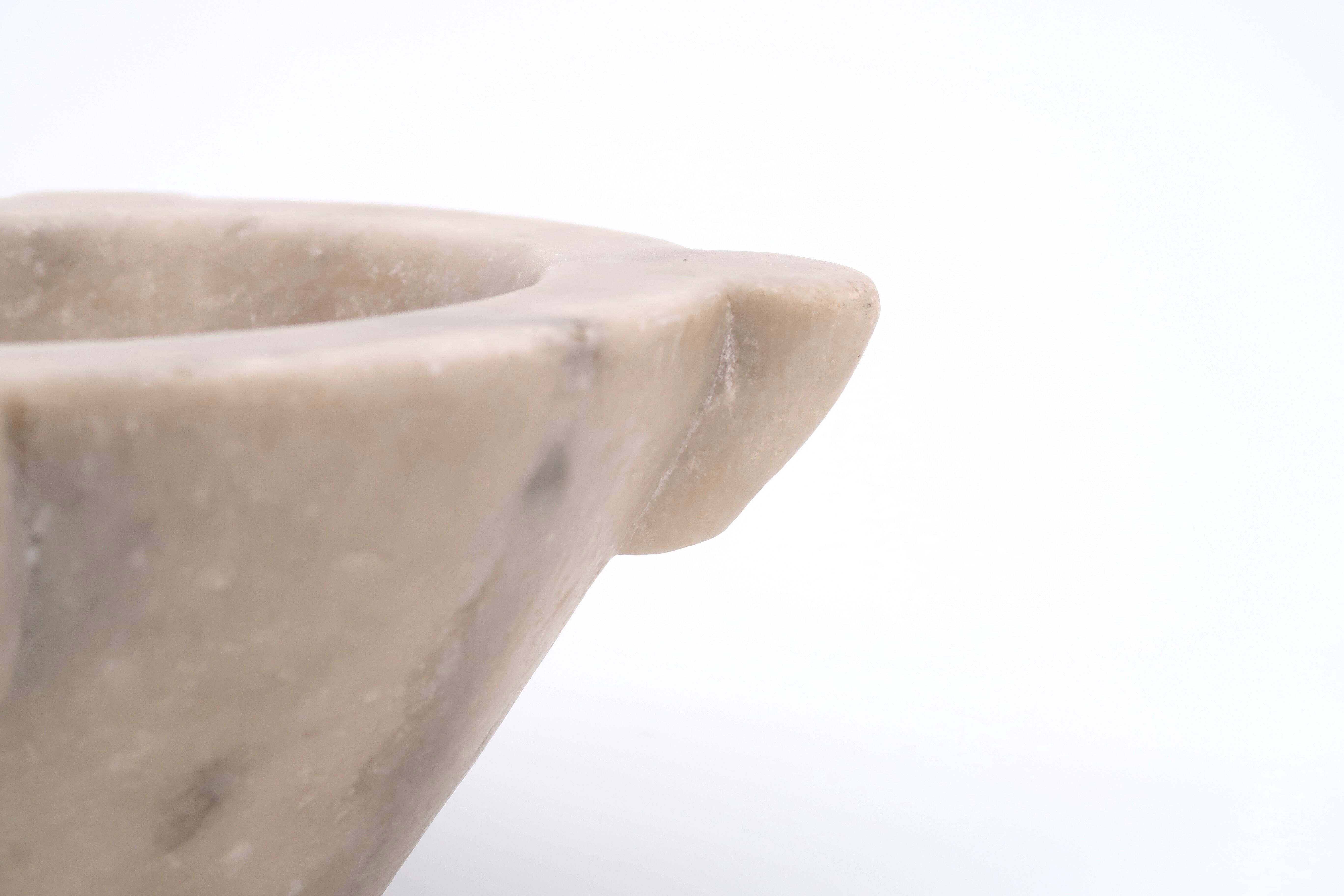 Marble mortar and wooden pestle, nineteenth century