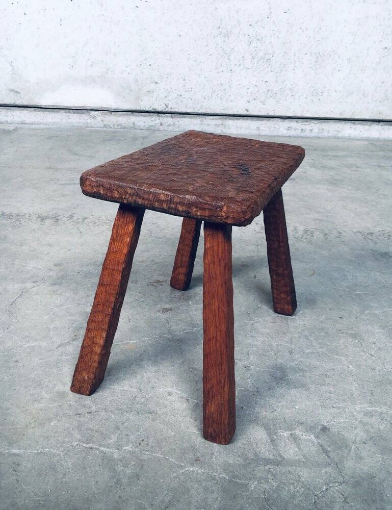 Carved Oak Side Table, 1940s