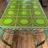 Ceramic and wrought iron coffee table