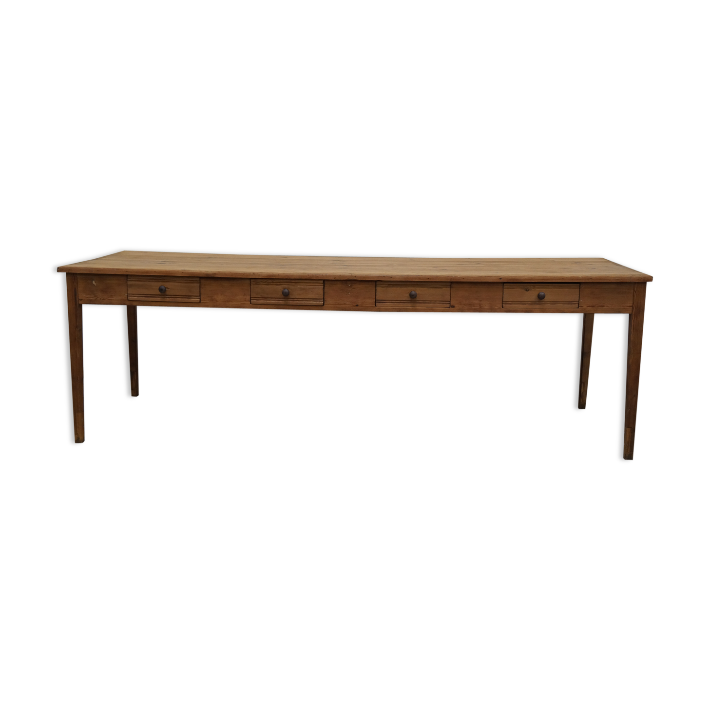 Old canteen in pine table