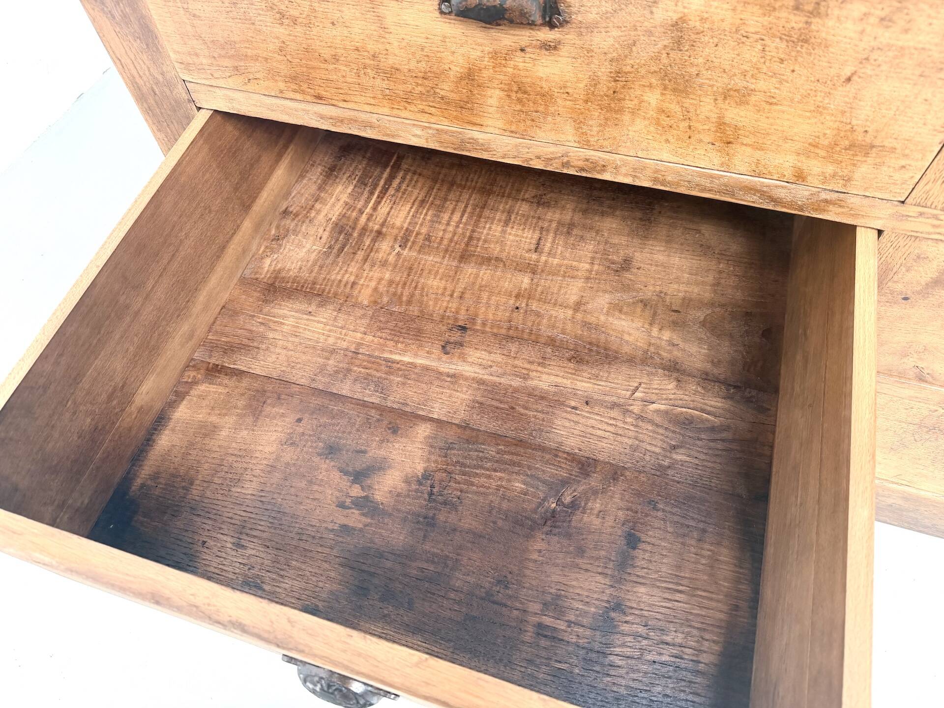 Solid oak trade counter, six drawers, France, circa 1920.