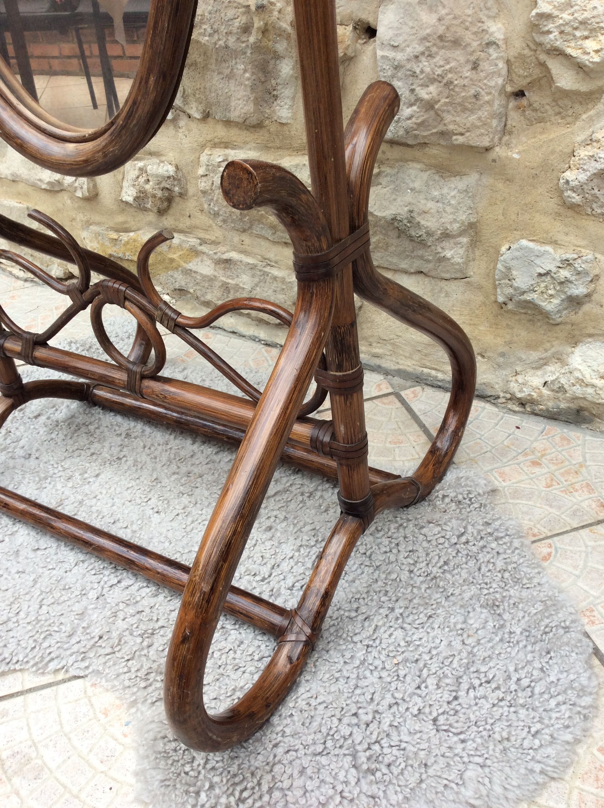 Brown rattan floor mirror 57x176cm