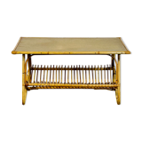 Bamboo and rattan coffee table, France 1960's