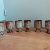 6 standing cups in pyrite stoneware