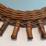 Round rattan mirror