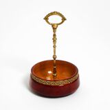Beautiful 1960s nut bowl by Aldo Tura made of red goatskin and brass