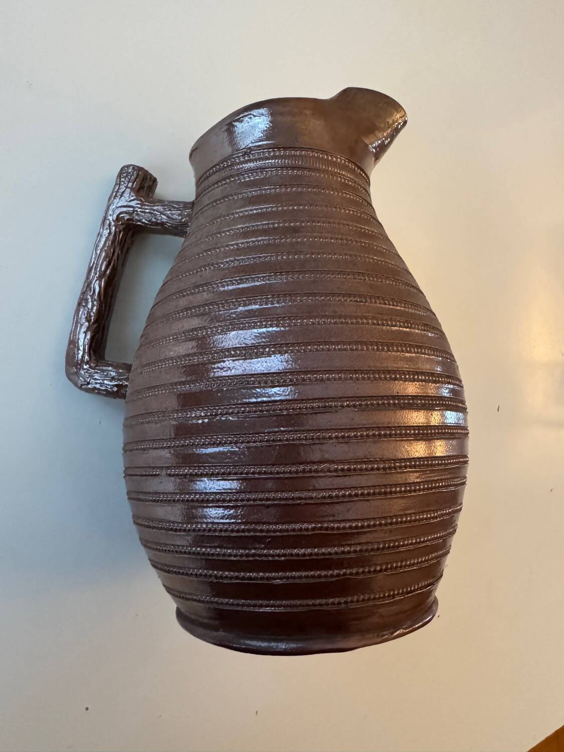 Large antique ceramic stoneware jug, glazed, 1950.