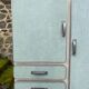 Vintage kitchen cabinet in blue Formica (sea green)