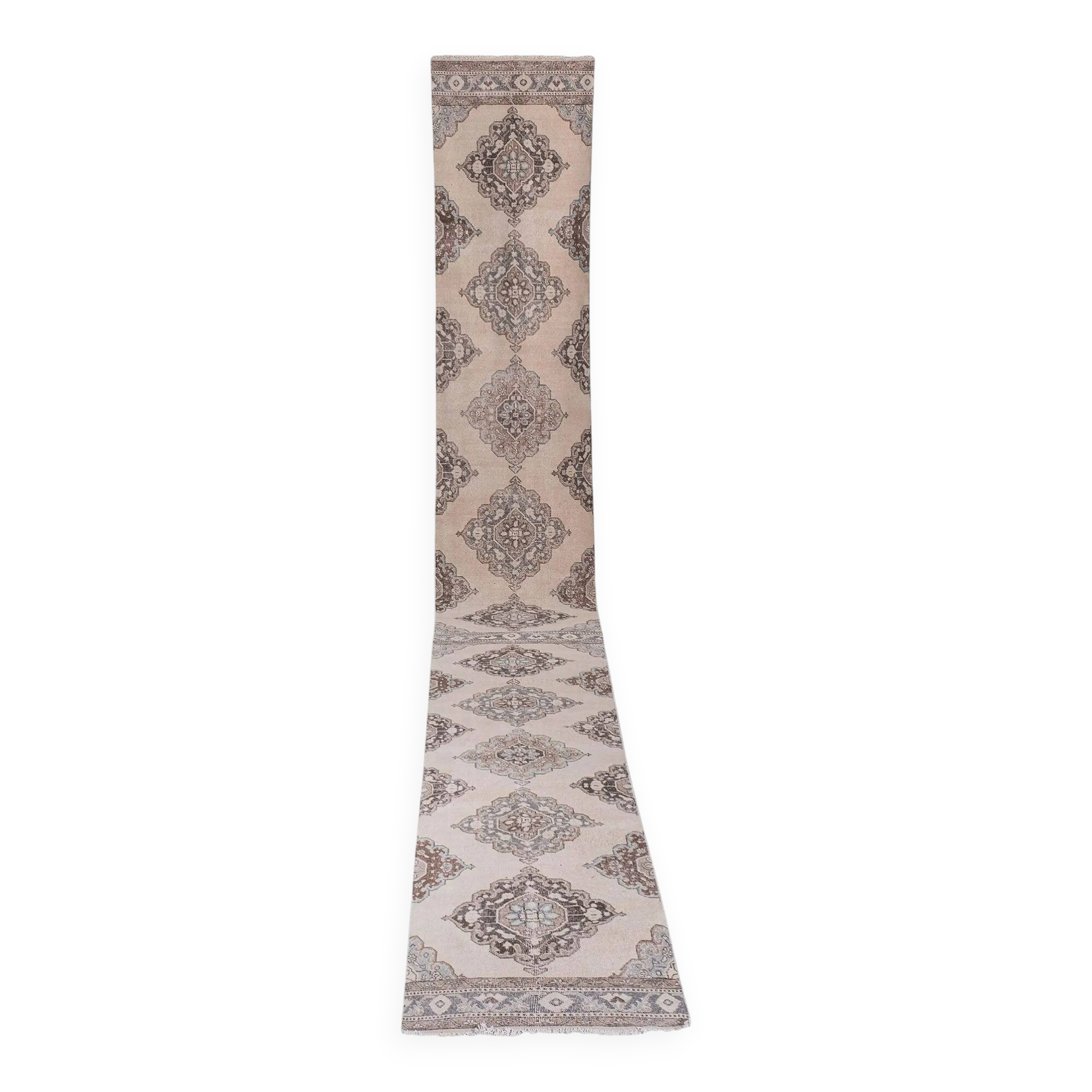 Vintage Turkish hallway rug 86x746 cm