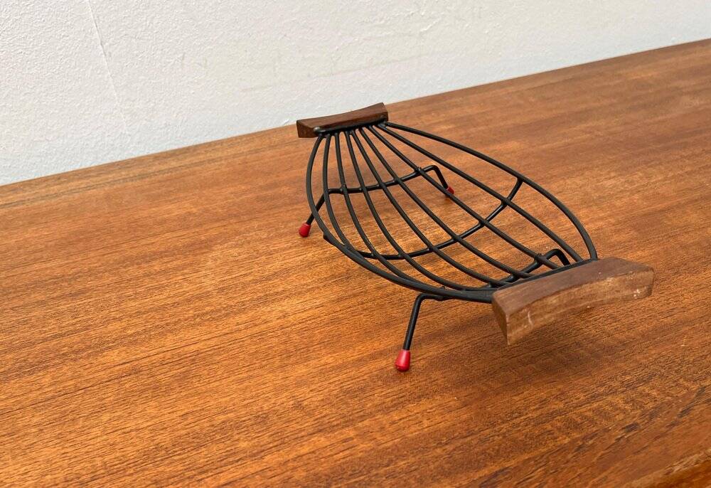 Mid-Century String Fruit Bowl with Teak Handle, 1960s