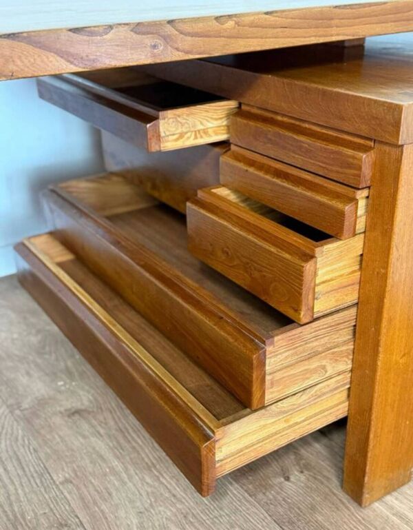 Bureau en Orme Massif Pierre Chapo B19E - Design Iconique des Années 6