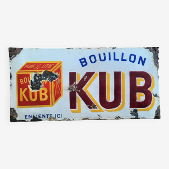 Ancienne plaque émaillée "Bouillon Kub" 24x49cm 20's