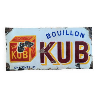 Ancienne plaque émaillée "Bouillon Kub" 24x49cm 20's