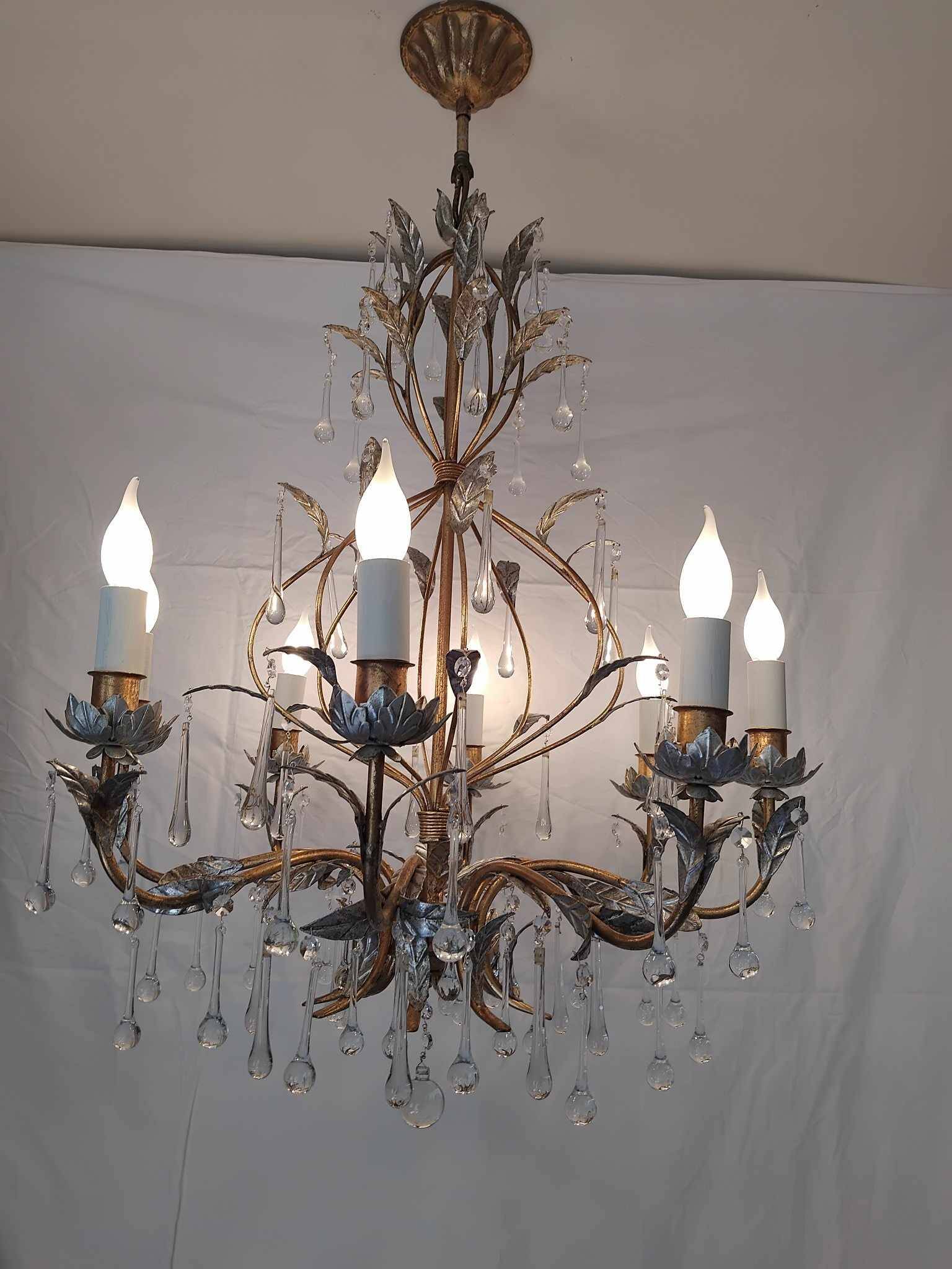Holywood Regency 70's 8-light chandelier