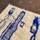 Authentic handmade Azilal Berber rug in blue and white, 2/3 m.