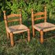 Duo of brutalist straw-covered oak chairs 1940-1950 # Charles Dudouyt