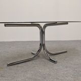 Space age coffee table in tubular and smoked glass, 60s-70s