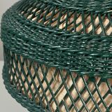 Green Art Deco rattan wicker mushroom "Eiffel" table lamp, 1950s