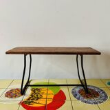 Vintage side table in wood and wrought iron