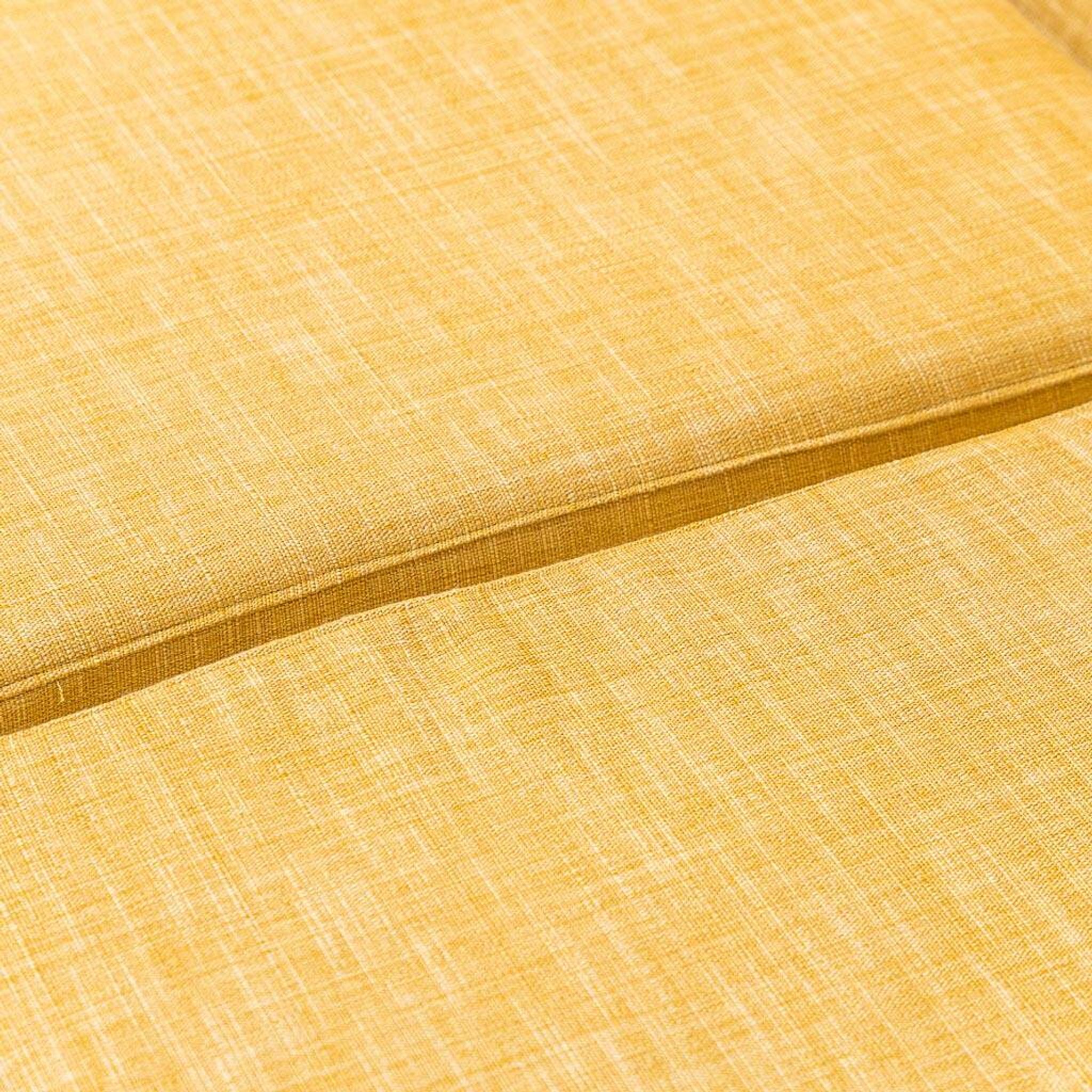 Pair of vintage yellow fabric armchairs, 1970s modernism
