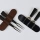Carl Aubock Forks, Brass, Leather Holder, Corn Cob Skewers, Vienna, 1930s