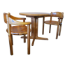 Pair elbow chairs and side table in patinated pine by Rainer Daumiller for Hirtshals Sawmill, 1960s