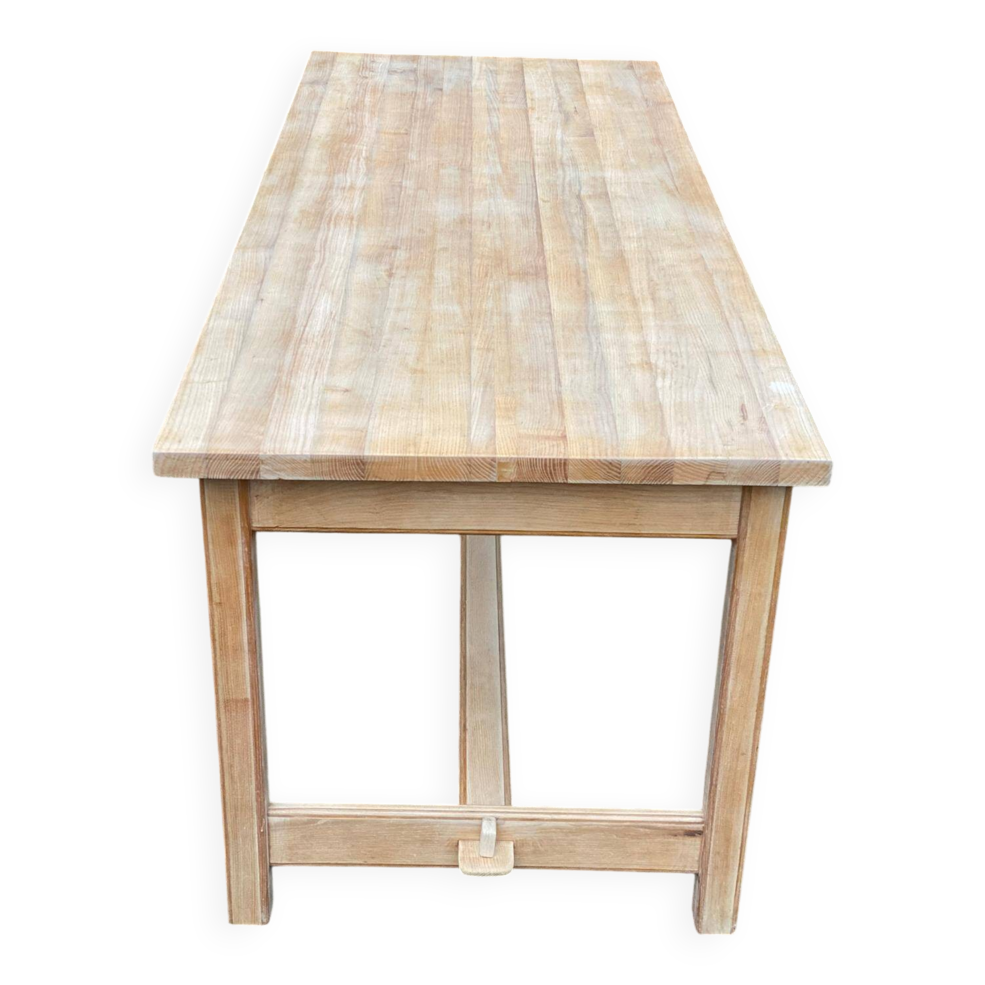 Renovated extendable farmhouse dining table in solid oak, 1950, 200cm.