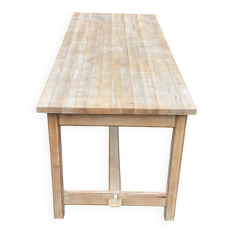 Renovated extendable farmhouse dining table in solid oak, 1950, 200cm.