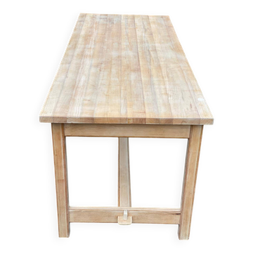 Renovated extendable farmhouse dining table in solid oak, 1950, 200cm.