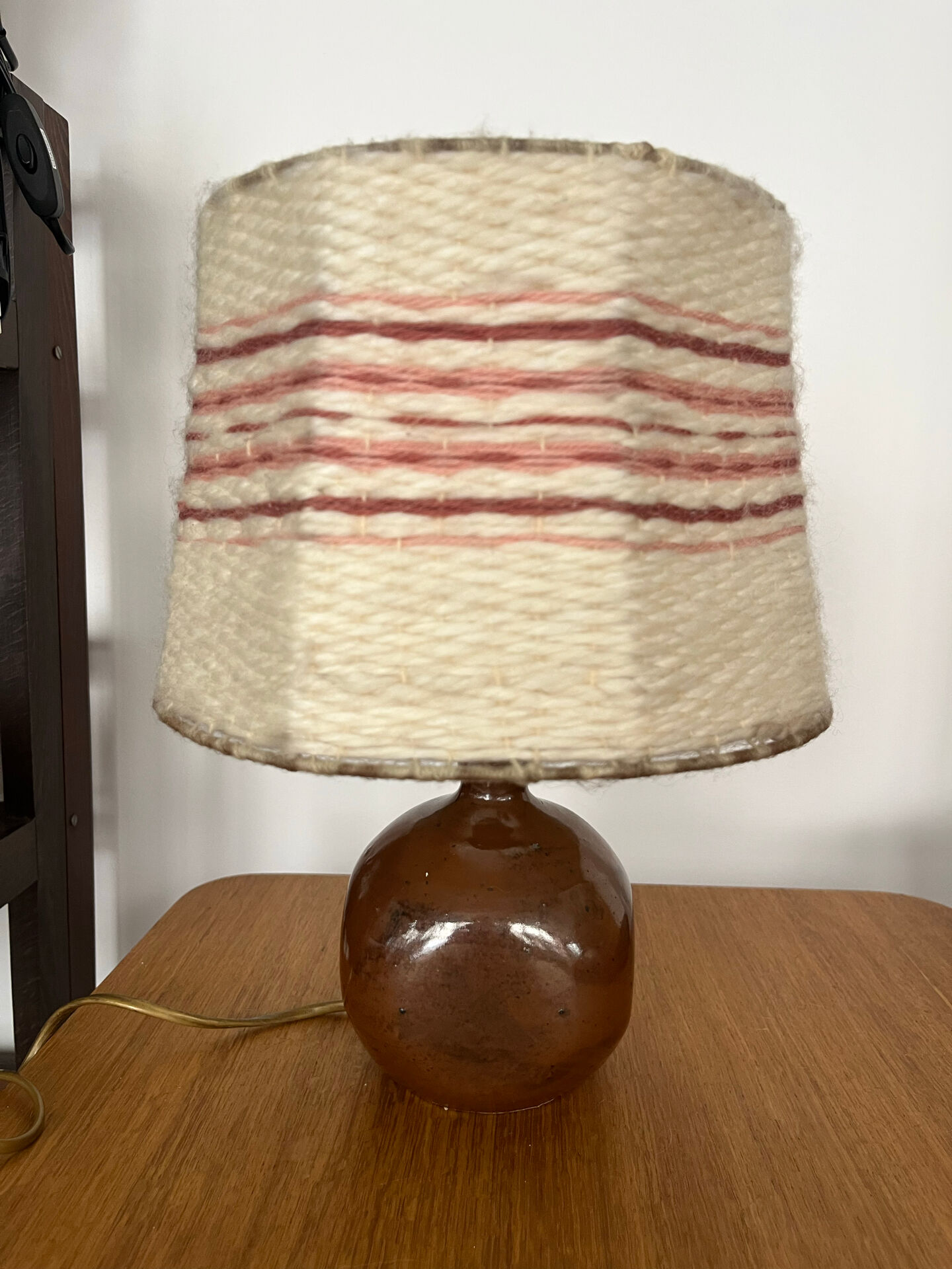 Table lamp with a stoneware base signed Baudat