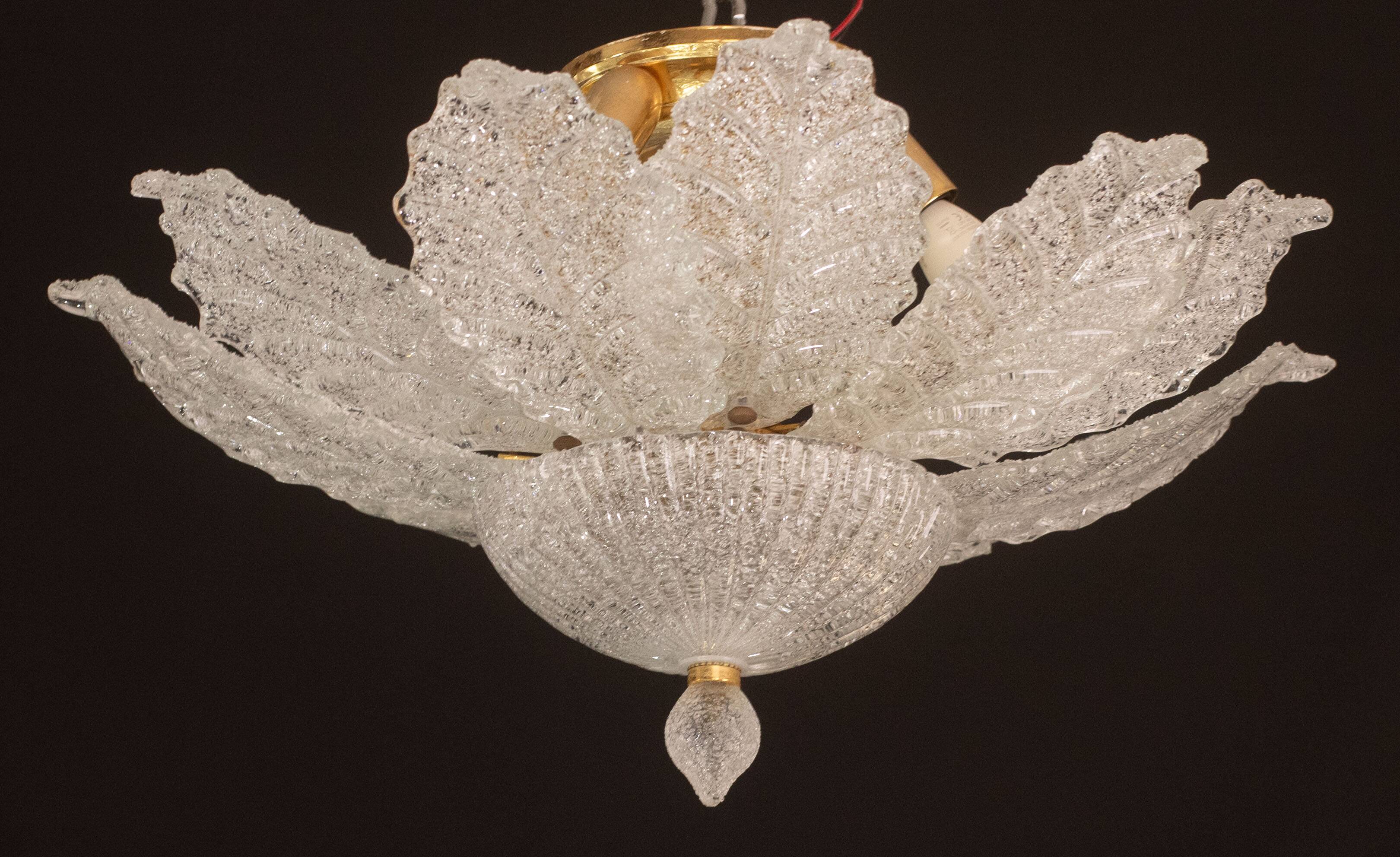 Ischia, Murano Clear trasparent Vintage Glass Ceiling Light, 1970s