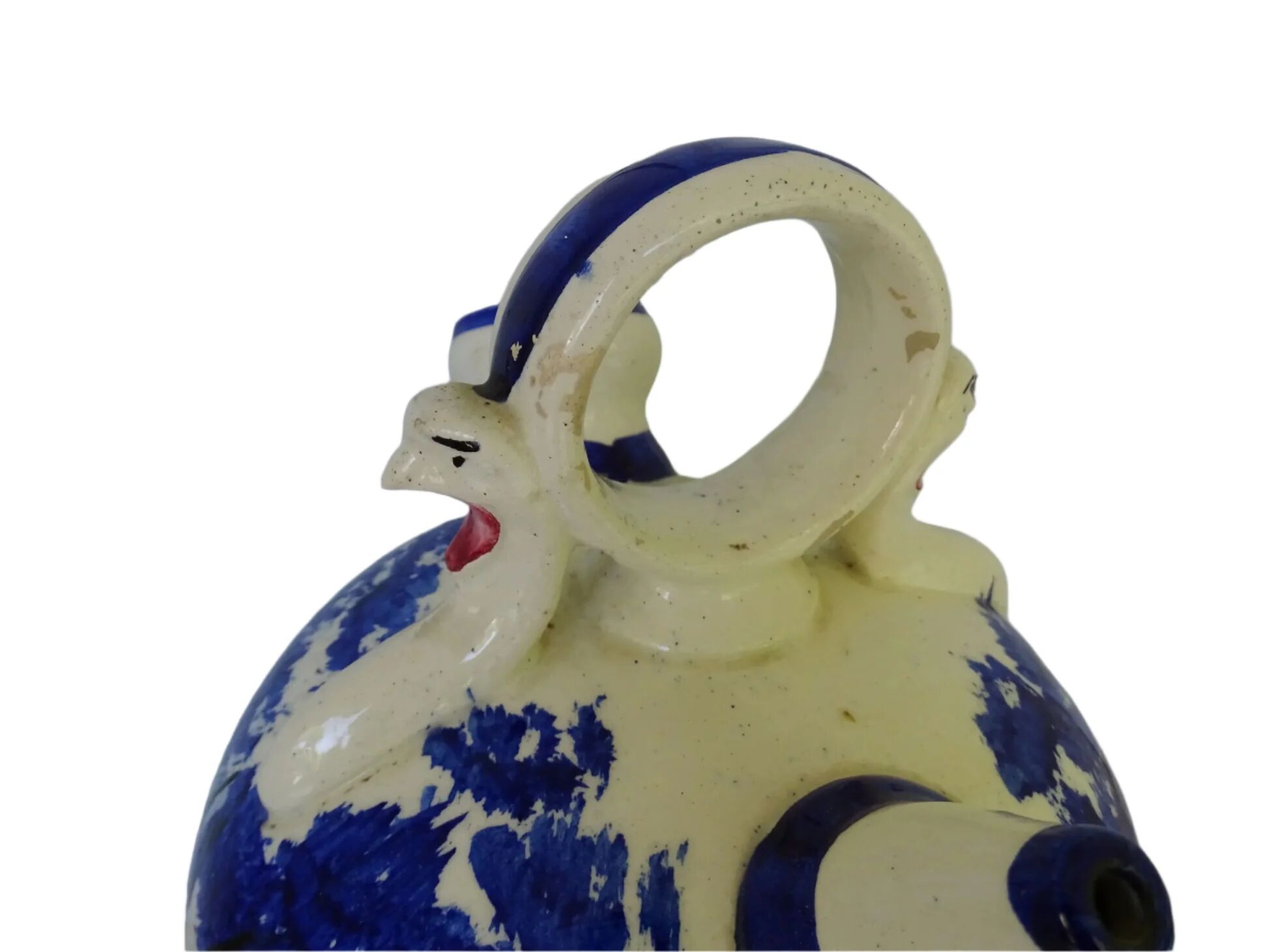 Gargoulette vintage espagnole en céramique bleue et blanche