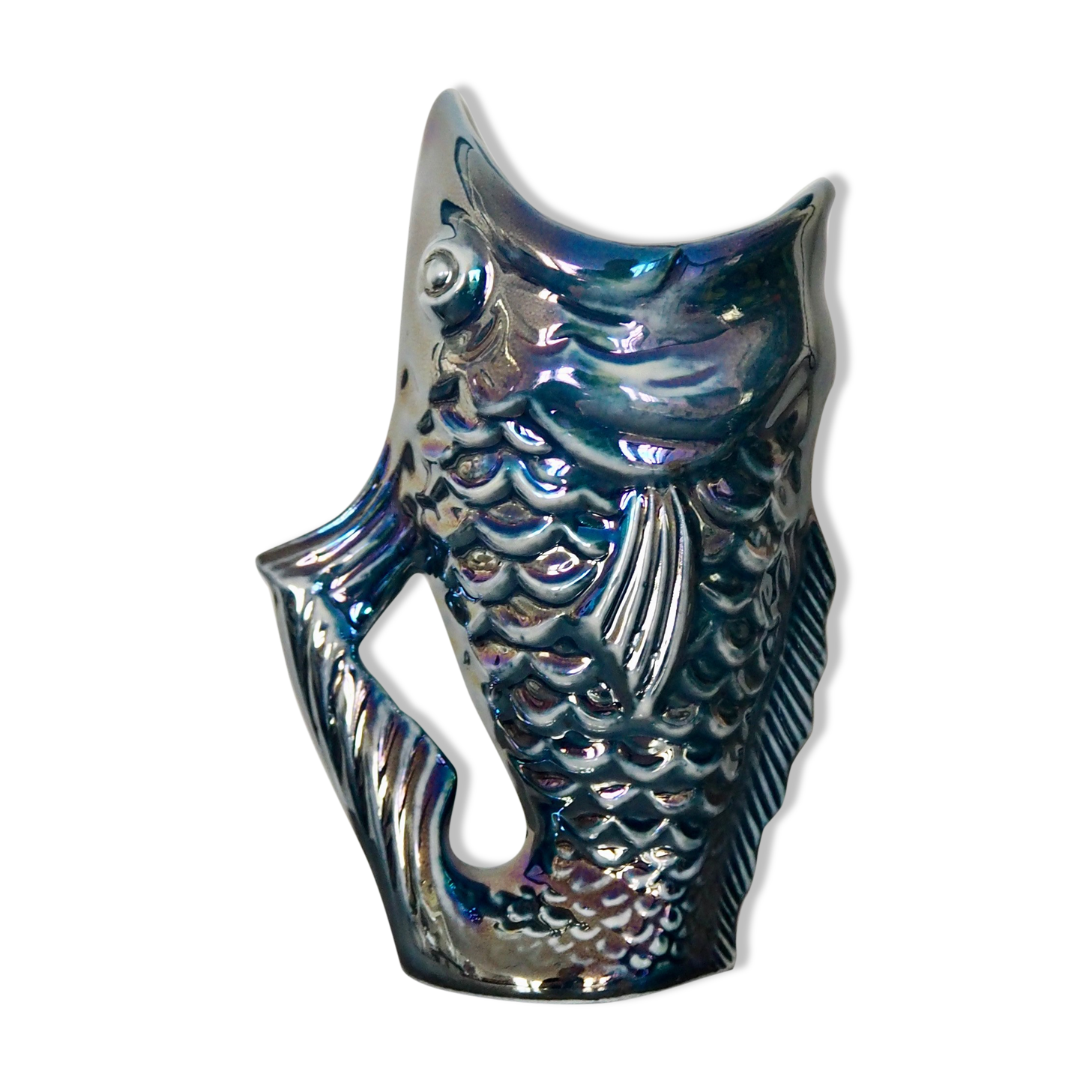 Blue lustre porcelain fish jug