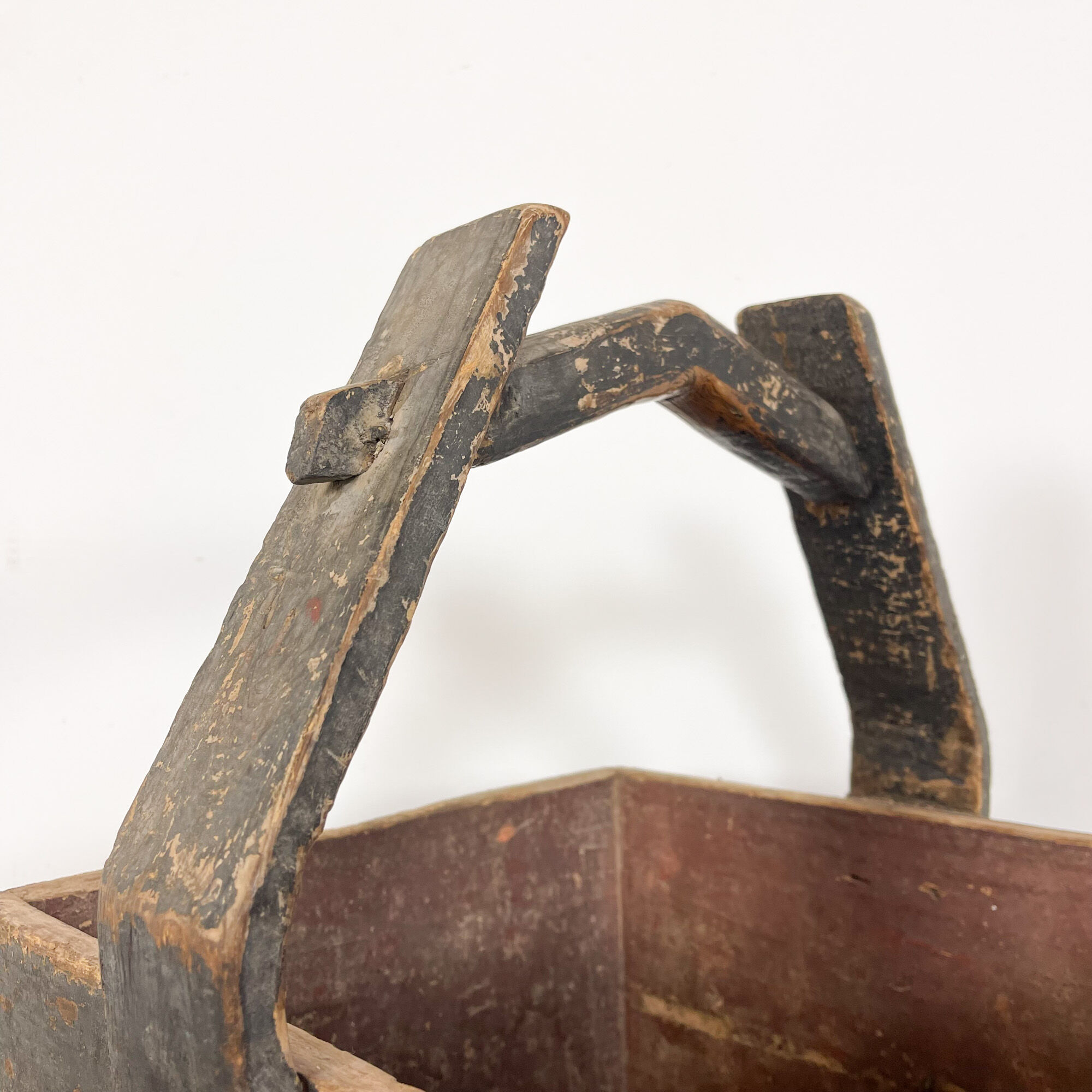 Antique wooden harvest bucket high