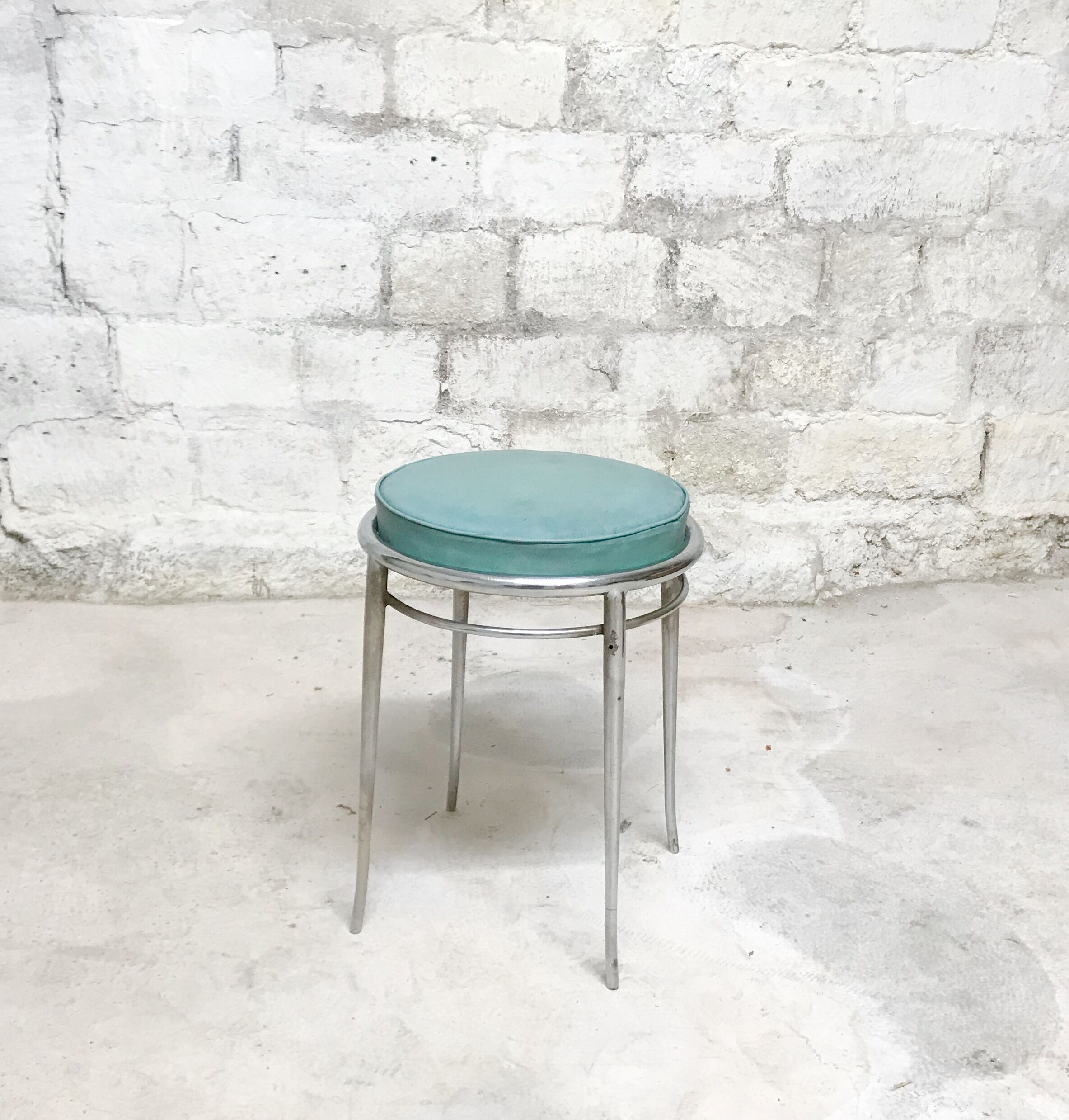 Bauhaus turquoise metal stool