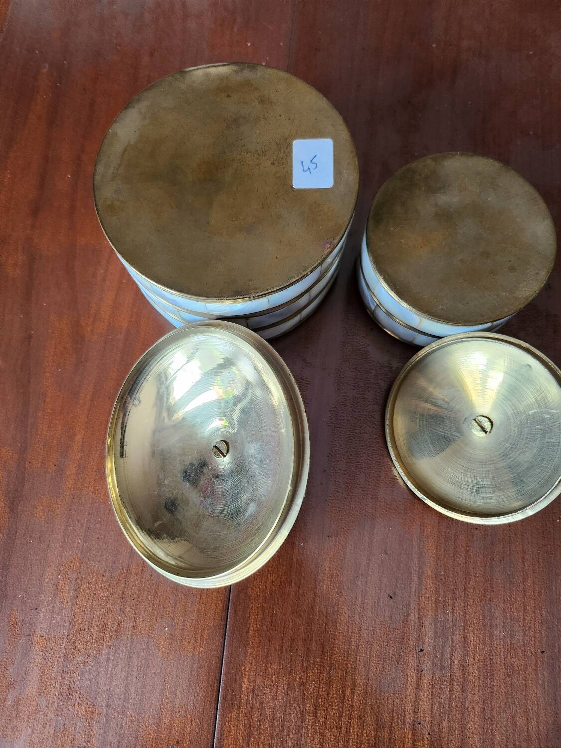 Brass and mother-of-pearl boxes