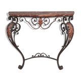 Marble and wrought iron console