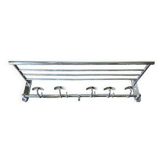 1950s chrome bathroom coat rack with shelf