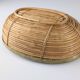 Italian oval rattan and brass centerpiece, mid-century style, 1970s