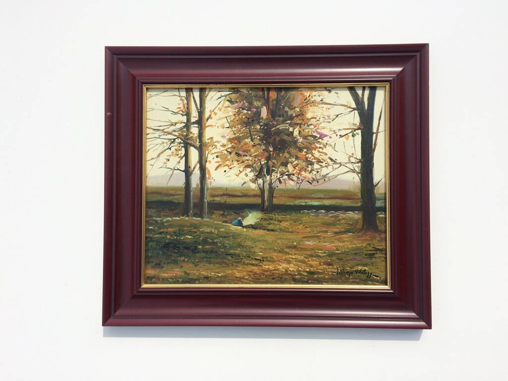S. Vilata: Oil "Autumn Landscape". Vintage 70