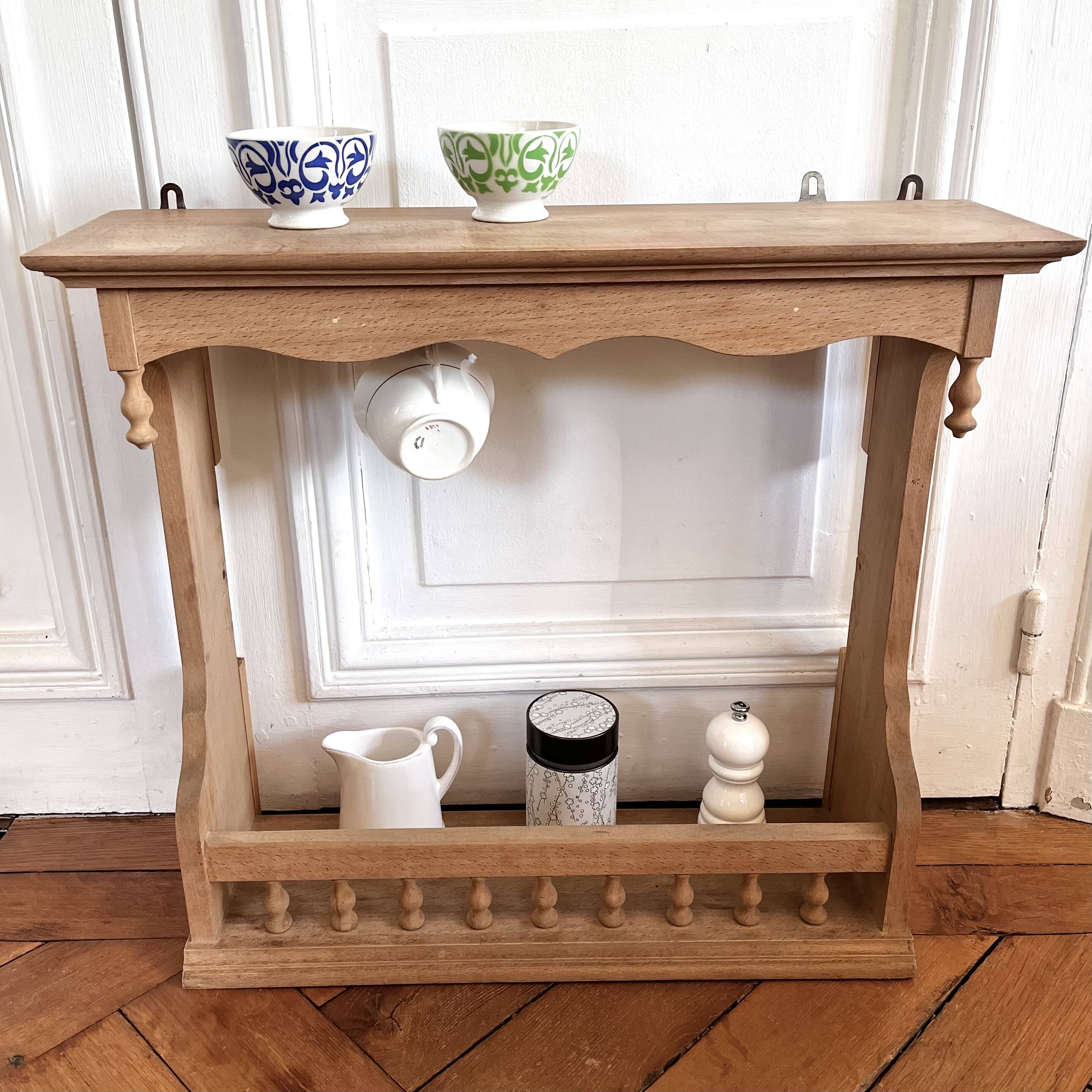 Wooden wall-mounted dresser shelf