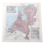 Map of the Netherlands Amsterdam Rotterdam 43x43cm from 1950
