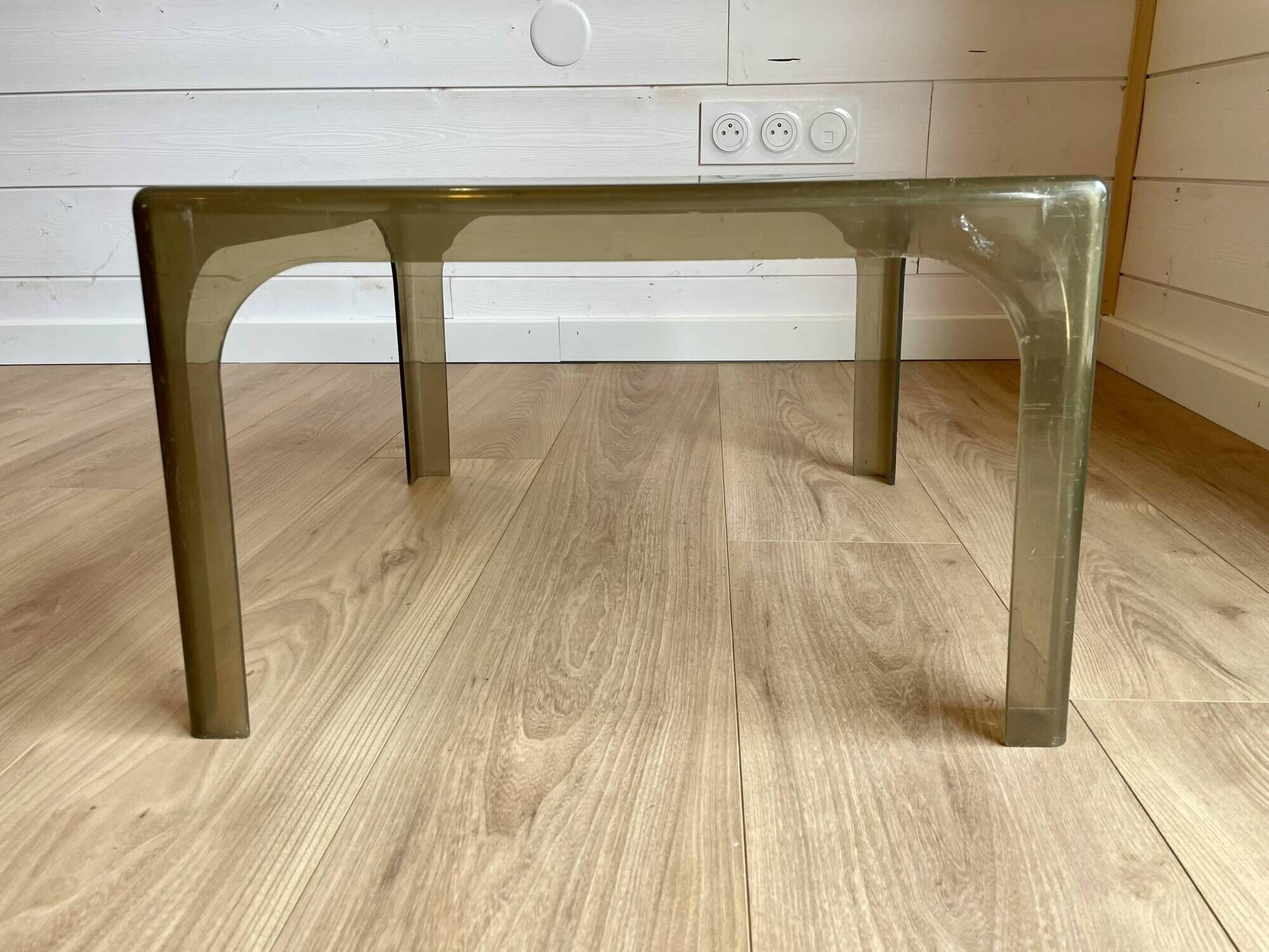 3 vintage smoked plexiglass coffee tables / side tables – Space Age
