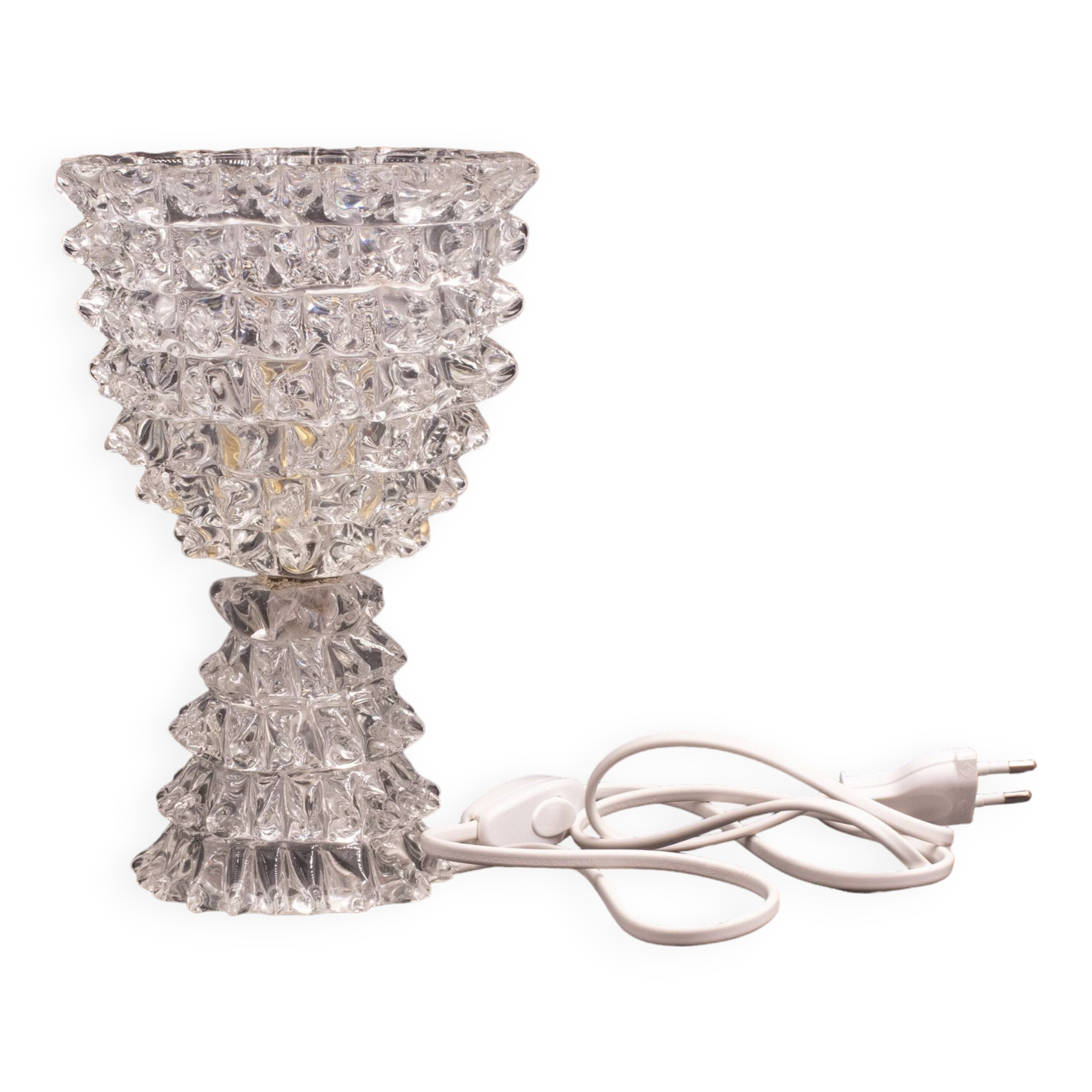 Elegant Table Lamp in Rostrato Murano Glass Vase attributed to Barovier & Toso, 1940s
