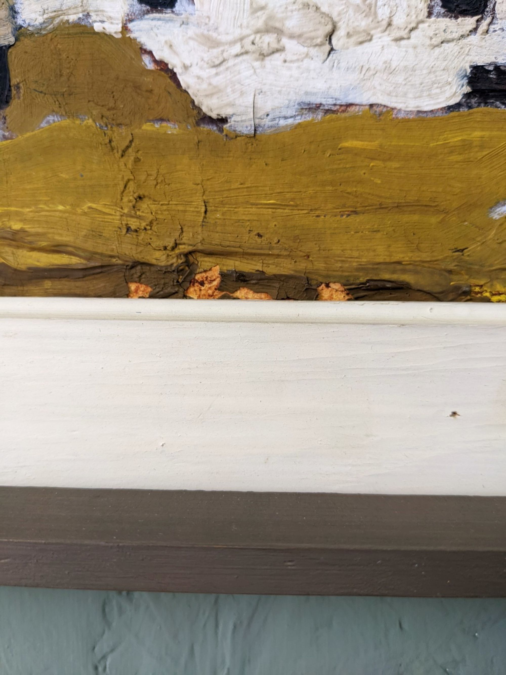 Mid-Century Modern Swedish Oil Painting "White Village" Vintage Framed Landscape